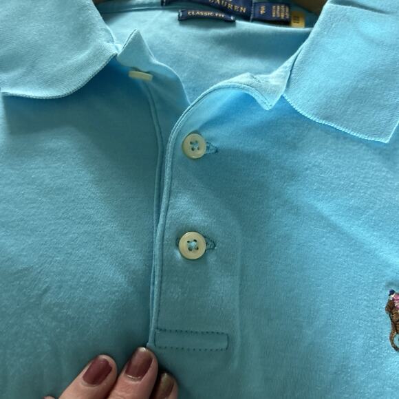 Polo Ralph Lauren Polo Shirt Mens Small Blue Pima Soft Touch Pony Logo - Picture 5 of 5